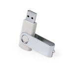 Clé USB en paille de blé avec clip métallique pivotant couleur gris clair première vue