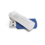 Clé USB en plastique avec clip aluminium pivotant couleur bleu image avec logo