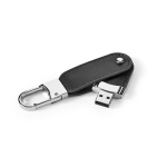 Clé USB en PU avec clip mousqueton métallique inclus couleur noir troisième vue