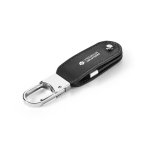 Clé USB en PU avec clip mousqueton métallique inclus couleur noir image avec logo