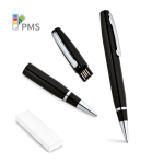 Stylo USB 2.0 impression intégrale en métal avec clip et encre noire couleur noir dans boîte