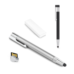 Stylo USB impression intégrale avec pointe tactile et encre noire couleur noir dans boîte