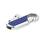USB rétractable impression intégrale en inox avec mousqueton couleur bleu roi