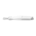 Lanyard USB impression intégrale en polyester avec prise à l'extrémité couleur blanc
