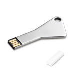 Clé USB en forme de clé triangulaire impression intégrale en aluminium couleur argenté dans boîte