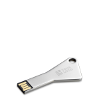 Clé USB en forme de clé triangulaire impression intégrale en aluminium couleur argenté avec zone d'impression