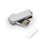 Clé USB en métal impression intégrale rétractable finition chromée couleur argenté dans boîte
