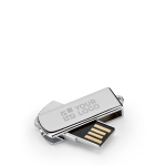 Clé USB en métal impression intégrale rétractable finition chromée couleur argenté avec zone d'impression