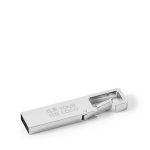 Clé USB rectangulaire en métal impression intégrale avec mousqueton couleur argenté avec zone d'impression