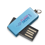 USB impression intégrale en aluminium avec clip pivotant coloré couleur bleu ciel