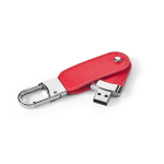 Clé USB impression intégrale en cuir PU avec mousqueton couleur rouge