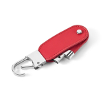 Clé USB impression intégrale en cuir PU avec mousqueton couleur rouge