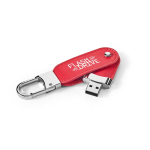 Clé USB impression intégrale en cuir PU avec mousqueton couleur rouge