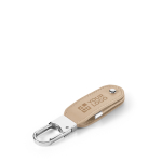 Clé USB impression intégrale en cuir PU avec mousqueton couleur beige avec zone d'impression