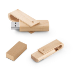 USB impression intégrale en bois d’érable rétractable et pivotant couleur bois dans boîte