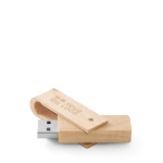 USB impression intégrale en bois d’érable rétractable et pivotant couleur bois avec zone d'impression
