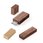 Clé USB impression intégrale avec boîtier en bois de noyer et capuchon couleur bois foncé dans boîte