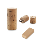 Clé USB impression intégrale en liège forme bouchon de vin couleur naturel dans boîte