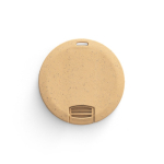 Clé USB ronde impression intégrale en fibre de blé et plastique couleur naturel