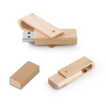 Clé USB impression intégrale en bois de bambou ou d’érable pivotante couleur bois dans boîte