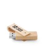 Clé USB impression intégrale en bois de bambou ou d’érable pivotante couleur bois avec zone d'impression