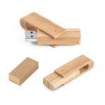 Clé USB pivotante impression intégrale en bois de bambou couleur naturel dans boîte