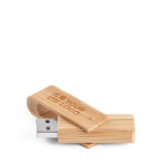 Clé USB pivotante impression intégrale en bois de bambou couleur naturel avec zone d'impression
