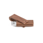 Clé USB impression intégrale en bois de noyer entièrement pivotant couleur bois foncé