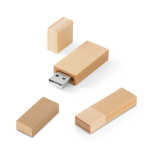 Clé USB impression intégrale en bois de bambou avec capuchon couleur naturel dans boîte