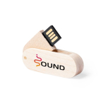 Clé USB pivotante et fine impression intégrale avec corps en bois couleur bois clair