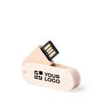 Clé USB pivotante et fine impression intégrale avec corps en bois couleur bois clair vue principale
