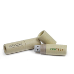 Clé USB durable cylindrique impression intégrale en carton recyclé couleur naturel