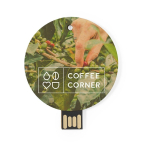 Clé USB ronde impression intégrale fabriquée en carton recyclé couleur naturel