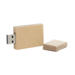 Clé USB impression intégrale avec capuchon et corps en carton recyclé couleur beige