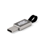 USB métallique impression intégrale avec logo lumineux et lanière couleur argenté