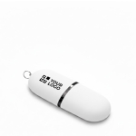 Clé USB impression intégrale en plastique en forme de capsule couleur blanc vue principale