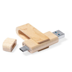 Clé USB pivotante en bois impression intégrale avec USB Type C couleur bois clair