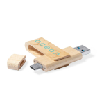 Clé USB pivotante en bois impression intégrale avec USB Type C couleur bois clair