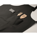 Tablier long ajustable en polycoton 240 g/m² couleur noir quatrième vue photographique