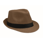 Chapeau en paille de papier avec bande en polyester noir couleur marron