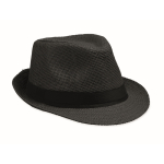 Chapeau en paille de papier avec bande en polyester noir couleur noir