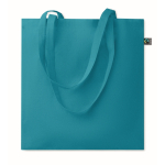 Sac en coton Fairtrade à anses longues, plusieurs coloris 180g/m² couleur turquoise deuxième vue