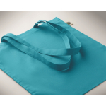 Sac en coton Fairtrade à anses longues, plusieurs coloris 180g/m² couleur turquoise quatrième vue photographique