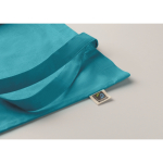 Sac en coton Fairtrade à anses longues, plusieurs coloris 180g/m² couleur turquoise cinquième vue photographique