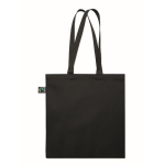 Sac de courses en coton Fairtrade avec soufflet 180 g/m² couleur noir sixième vue