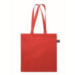 Sac de courses en coton Fairtrade avec soufflet 180 g/m² couleur rouge