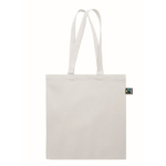Sac de courses en coton Fairtrade avec soufflet 180 g/m² couleur blanc