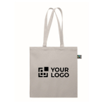 Sac de courses en coton Fairtrade avec soufflet 180 g/m² couleur gris vue avec zone d'impression