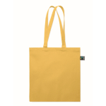 Sac de courses en coton Fairtrade avec soufflet 180 g/m² couleur jaune