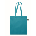 Sac de courses en coton Fairtrade avec soufflet 180 g/m² couleur turquoise